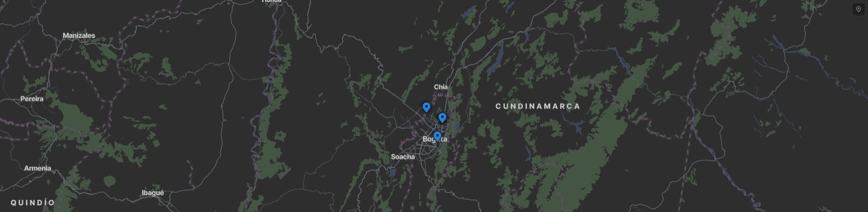 Mapa con los puntos reportados